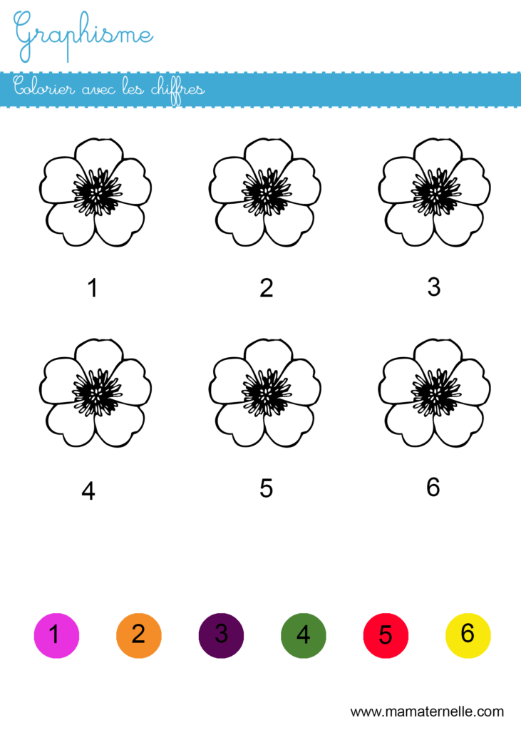 Moyenne section - Graphisme : colorier avec les chiffres