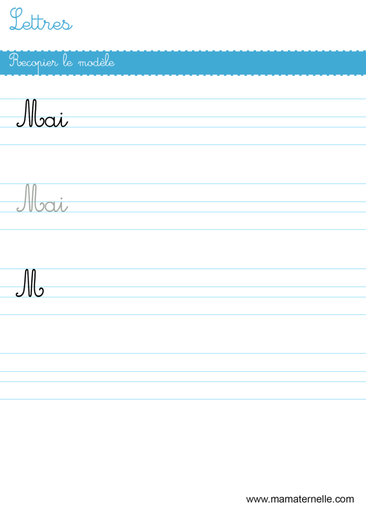 Grande section - Lettres : recopier le modèle