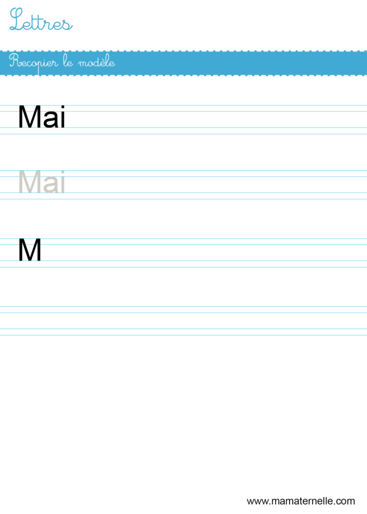 Grande section - Lettres : recopier le modèle