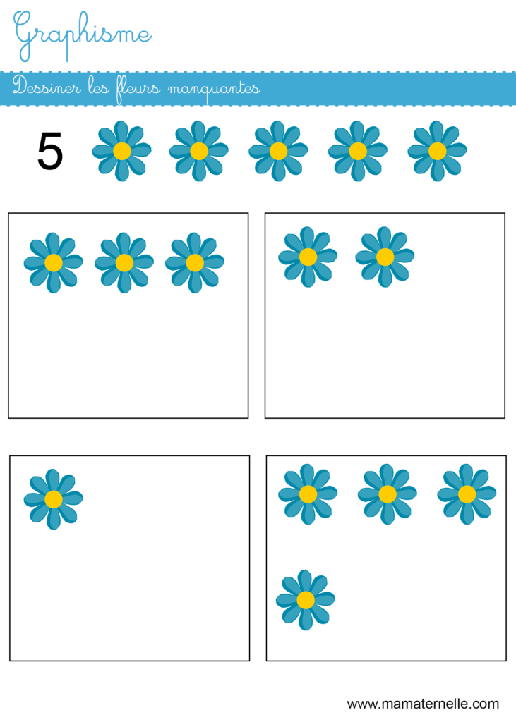 Moyenne section - Graphisme : dessiner les fleurs manquantes