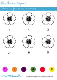 Moyenne section - Mathématiques : colorier selon les indications