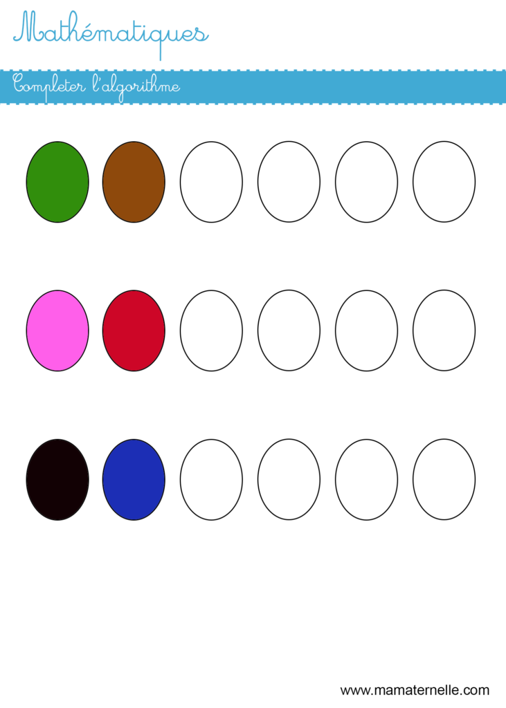 Grande section - Mathématiques : compléter l’algorithme