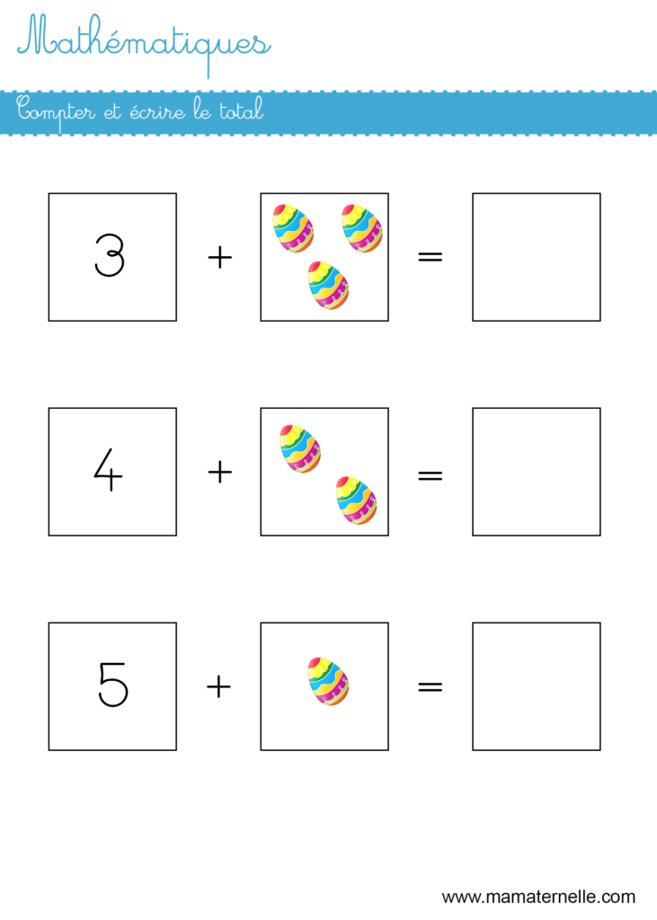 Grande section - Mathématiques : compter et écrire le total