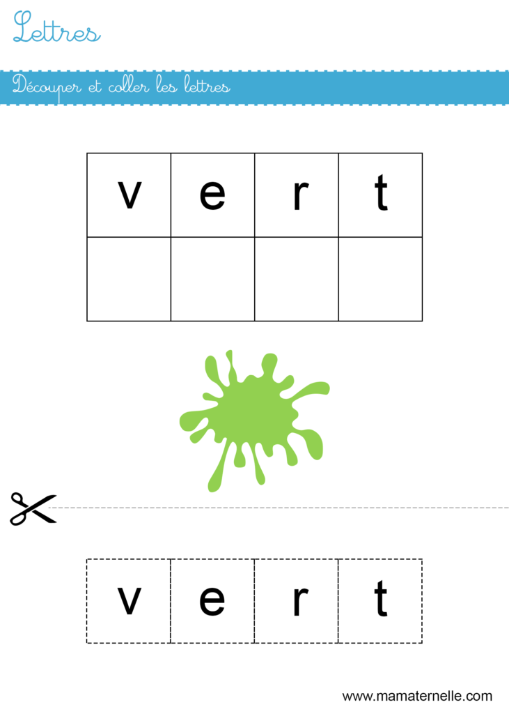 Moyenne section - Lettres : découper et coller les lettres