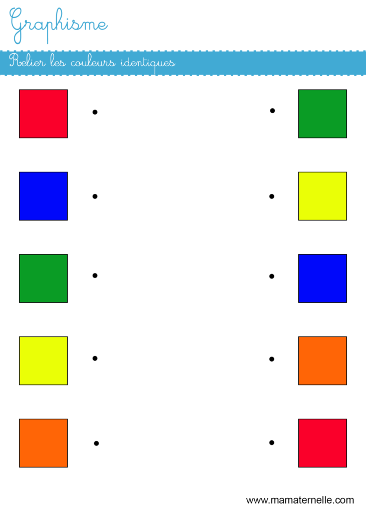 Petite section - Graphisme : relier les couleurs