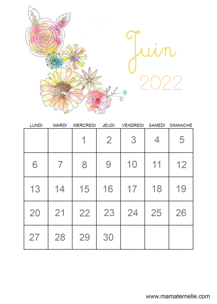 Activités - Calendrier Juin 2022