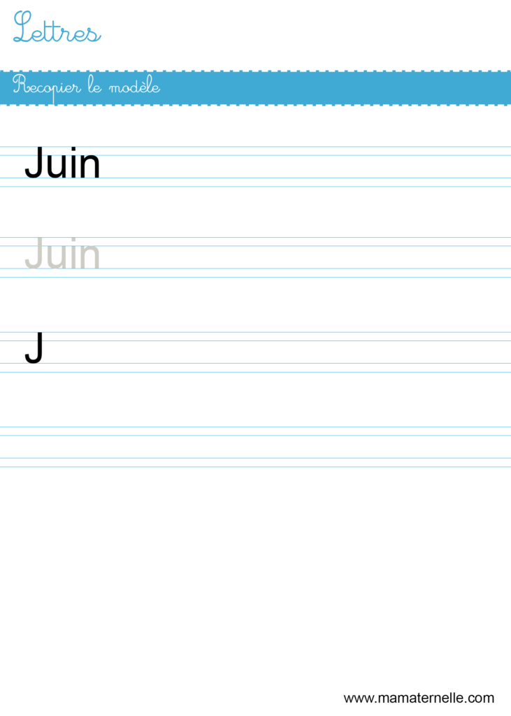 Grande section - Lettres : recopier le modèle