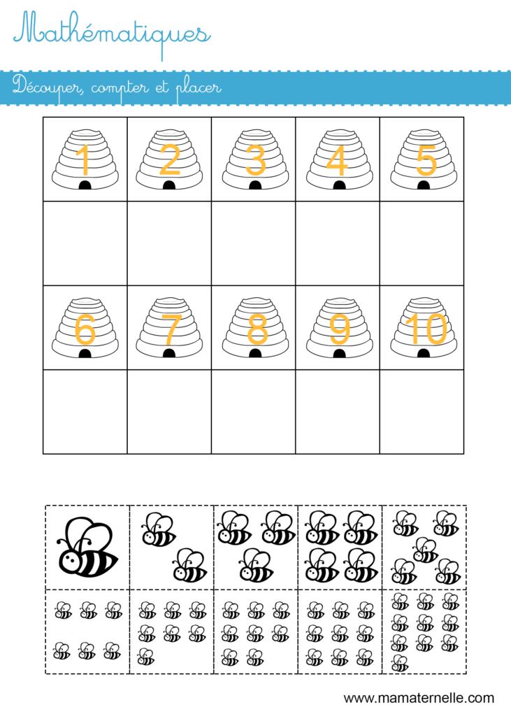 Grande section - Mathématiques : découper, compter, placer