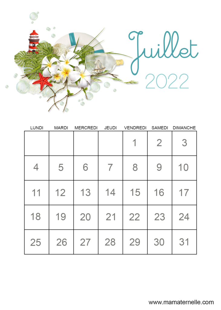 Activités - Calendrier Juillet 2022