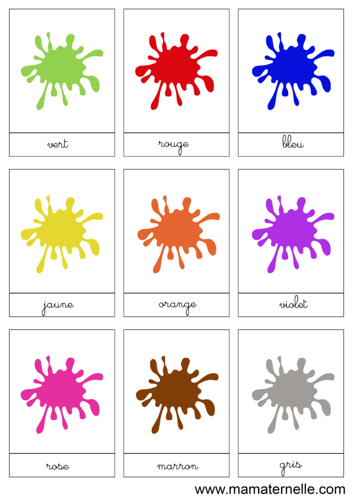 Activités - Cartes de nomenclature : Couleurs