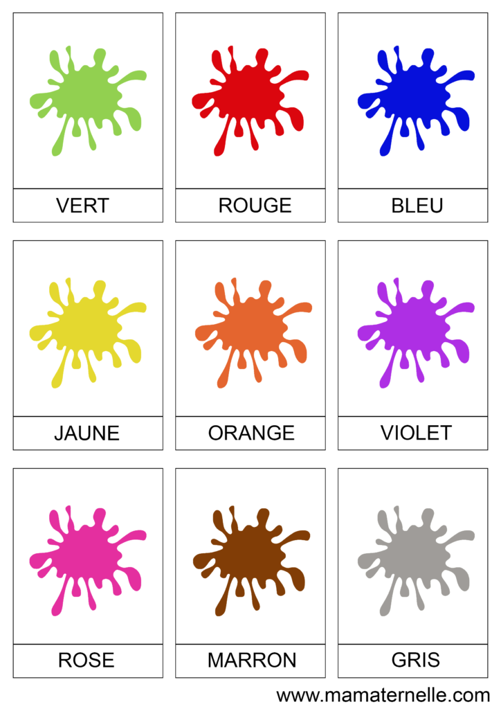 Activités - Cartes de nomenclature : Couleurs