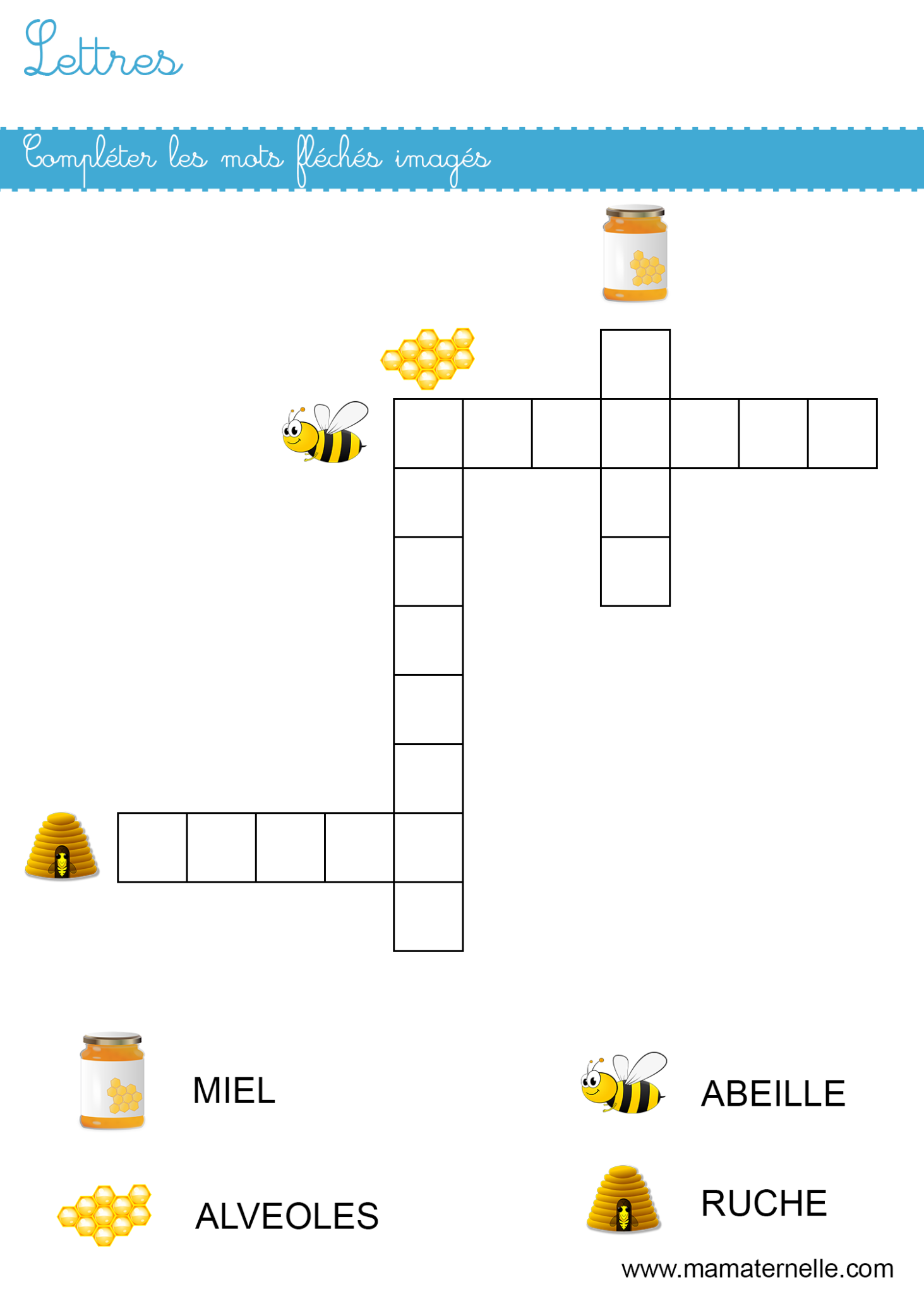 Lettres compléter les mots fléchés Ma Maternelle