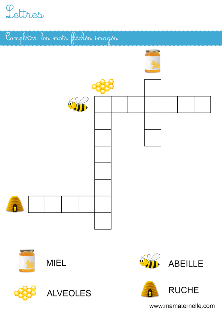 Grande section - Lettres : compléter les mots fléchés