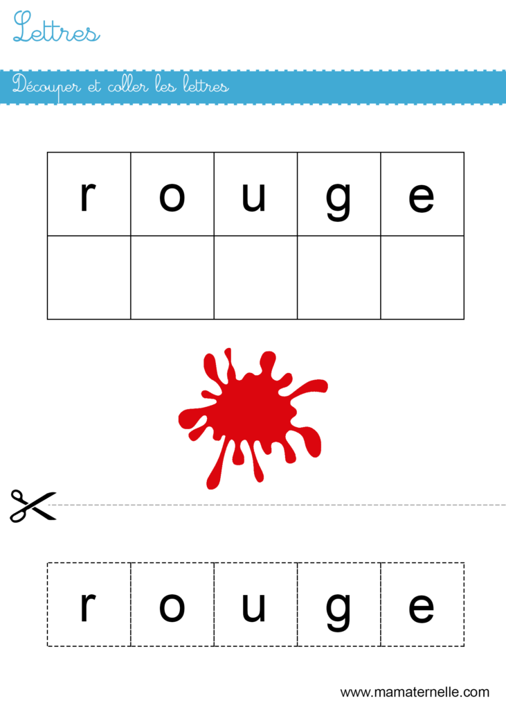 Moyenne section - Lettres : découper et coller