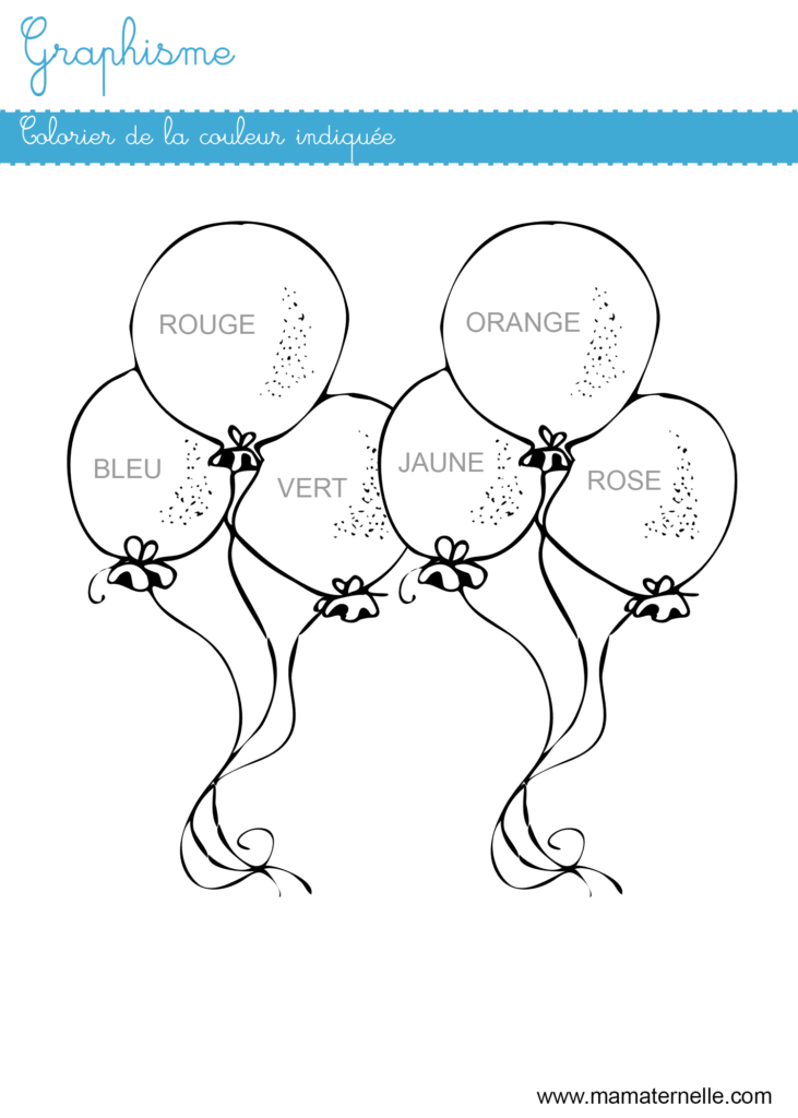 Grande section - Graphisme : colorier de la couleur indiquée