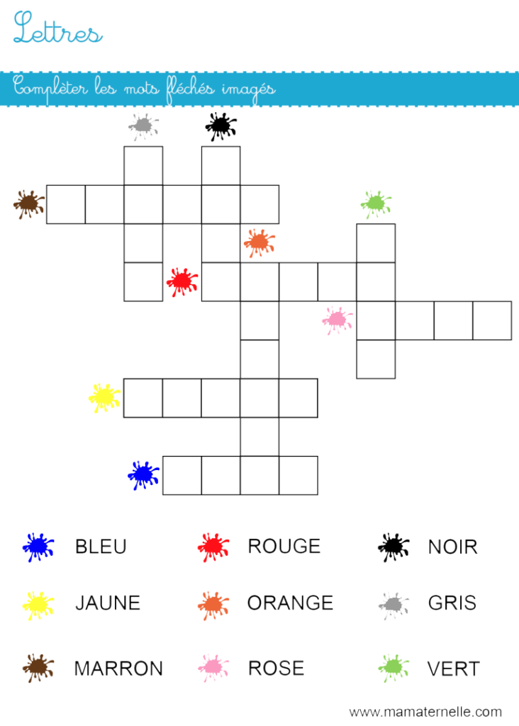 Grande section - Lettres : compléter les mots fléchés
