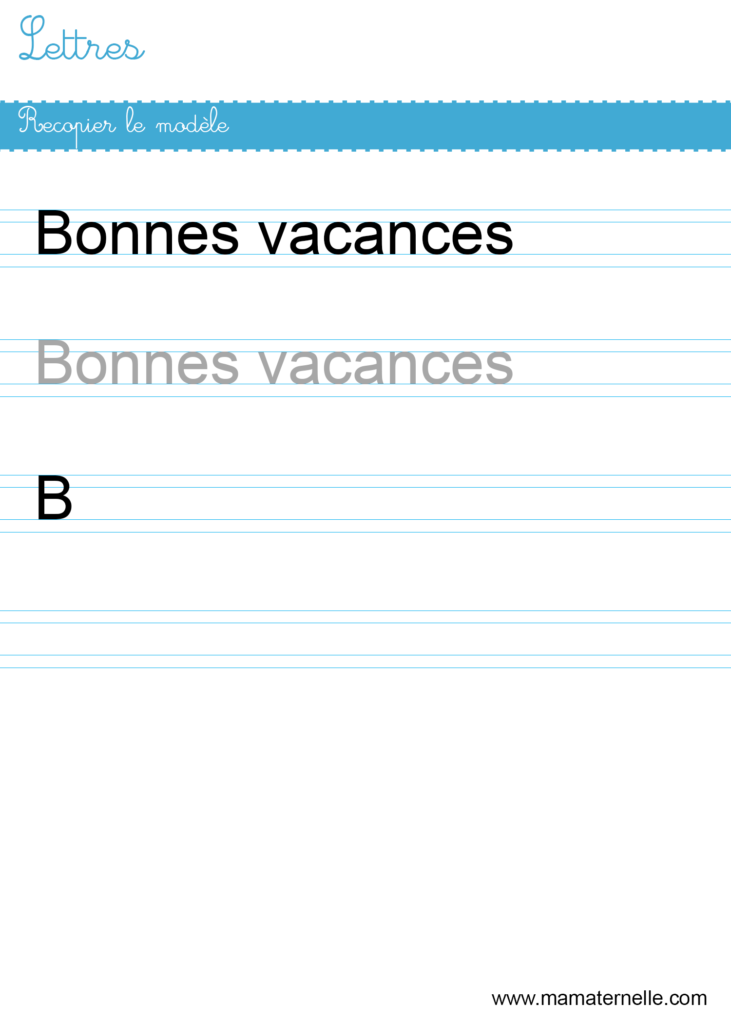 Grande section - Lettres : recopier le modèle