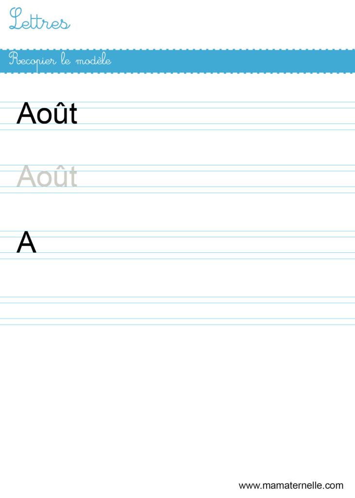 Grande section - Lettres : recopier le modèle