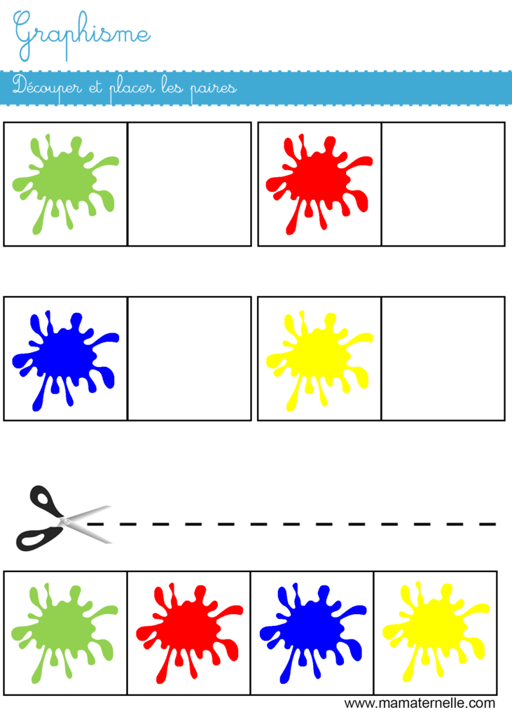 Petite section - Graphisme : découper et placer les paires