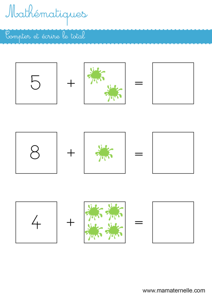 Grande section - Mathématiques : compter et écrire le total