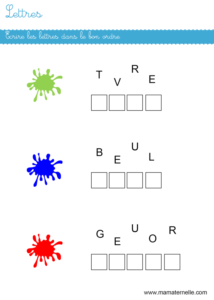 Grande section - Lettres : écrire les lettres dans l’ordre