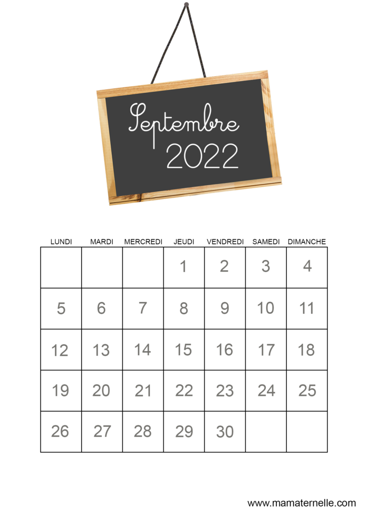 Activités - Calendrier Septembre 2022