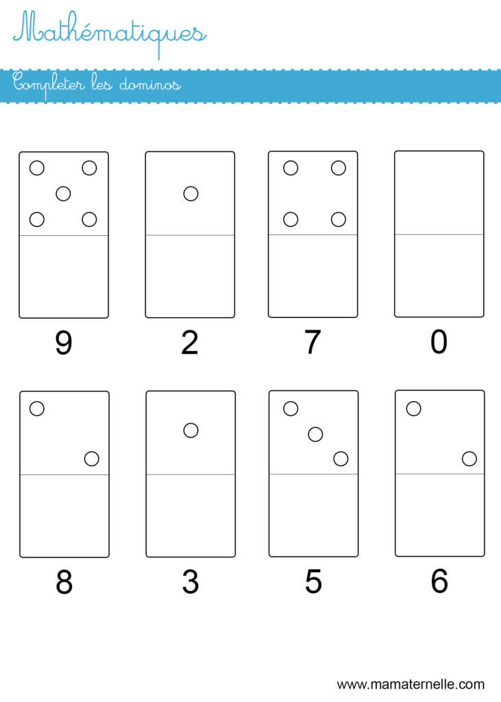 Grande section - Mathématiques : compléter les dominos