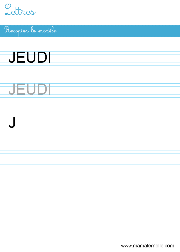 Moyenne section - Lettres : recopier le modèle