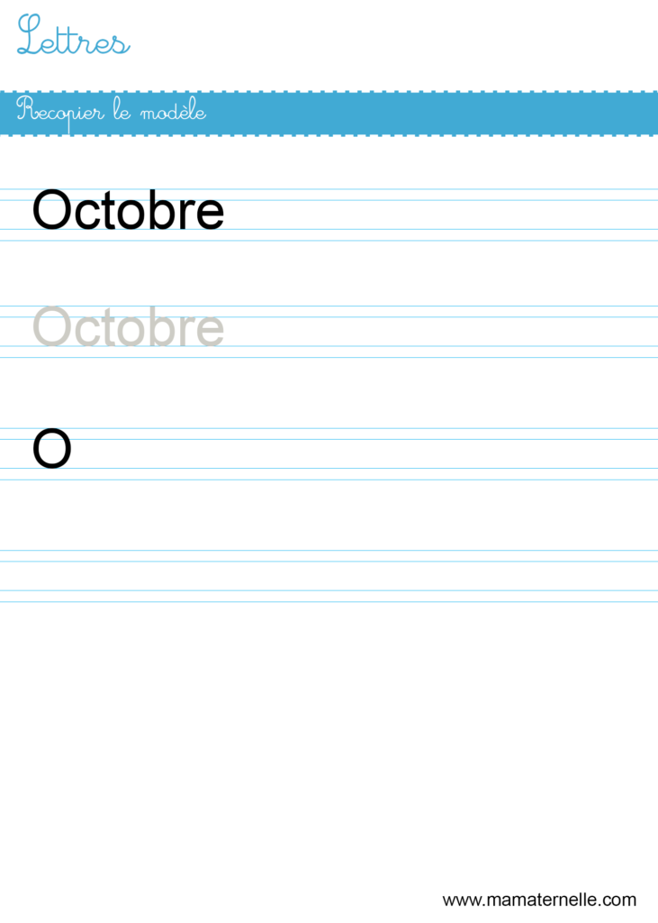 Grande section - Lettres : recopier le modèle