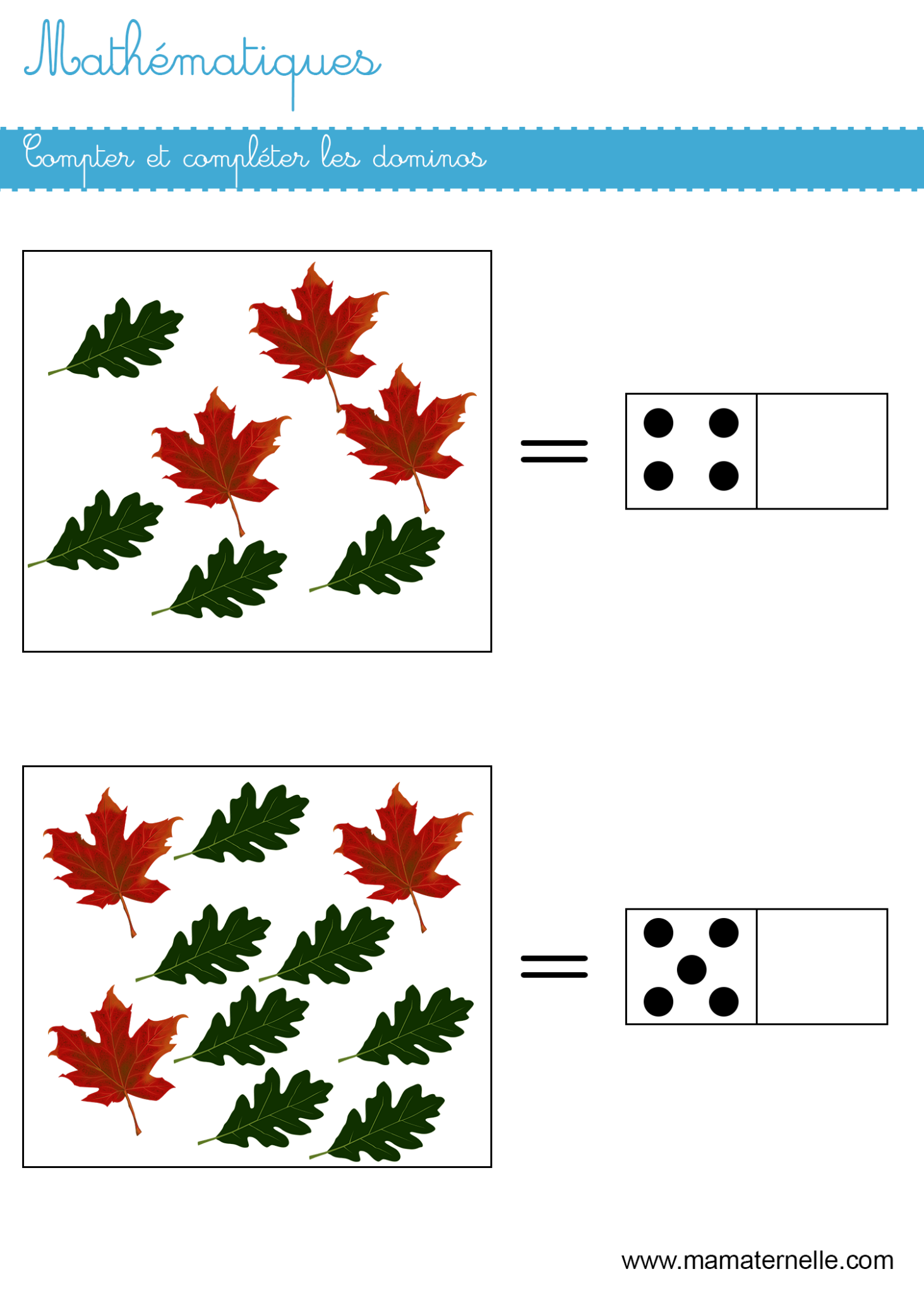 Mathématiques : compter et compléter les dominos - Ma Maternelle