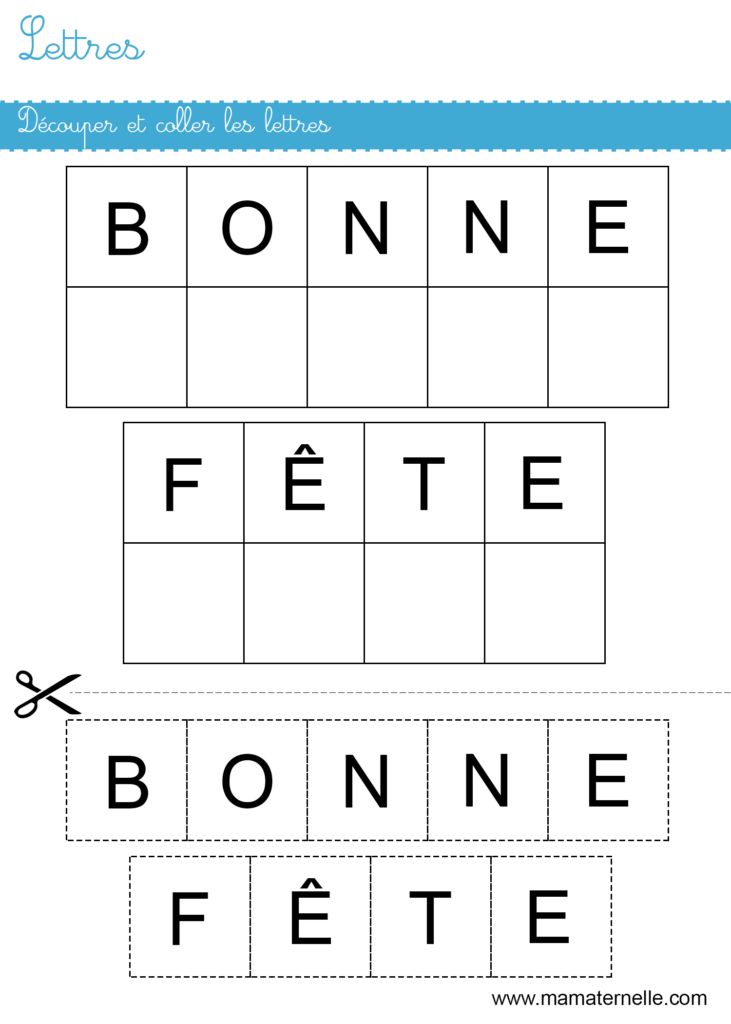 Petite section - Lettres : découper et coller les lettres