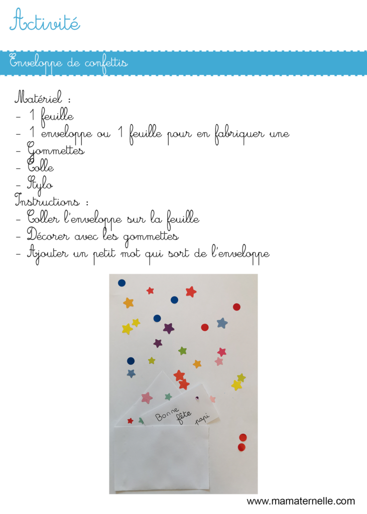 Activités - Activité : enveloppe de confettis