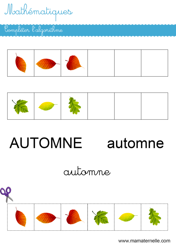 Grande section - Mathématiques : compléter l’algorithme