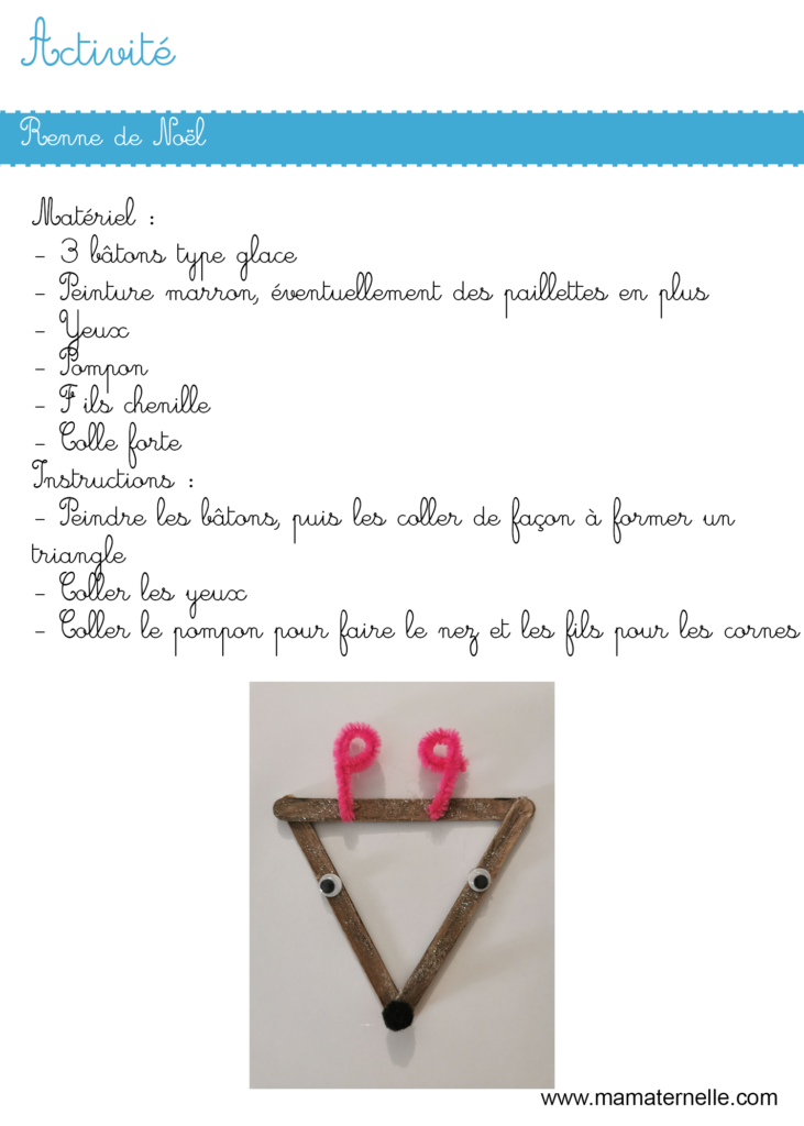 Activités - Activité : renne de Noël