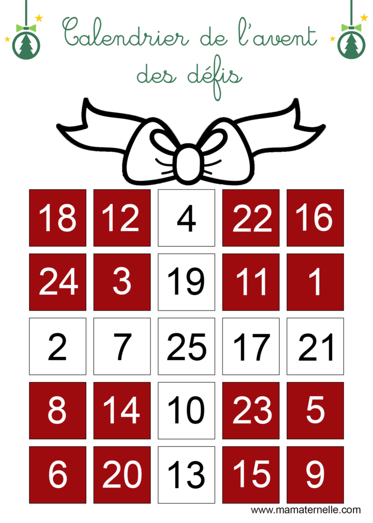 Activités - Calendrier de l’avent des défis