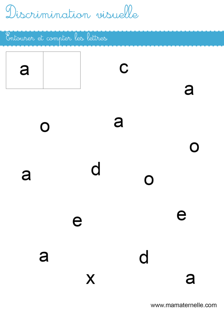 Moyenne section - Discrimination visuelle : compter et entourer les lettres