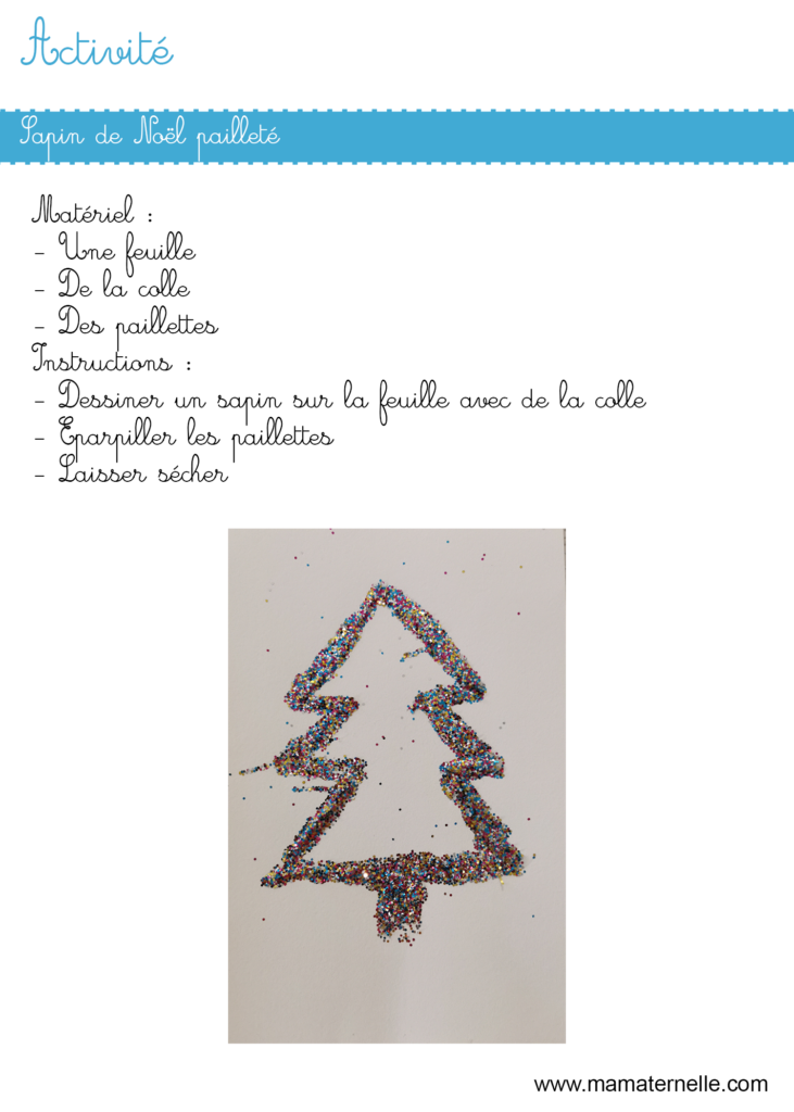 Activités - Activité : sapin de Noël pailleté