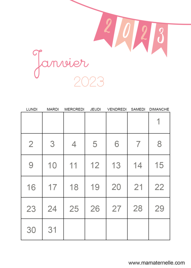 Activités - Calendrier Janvier 2023
