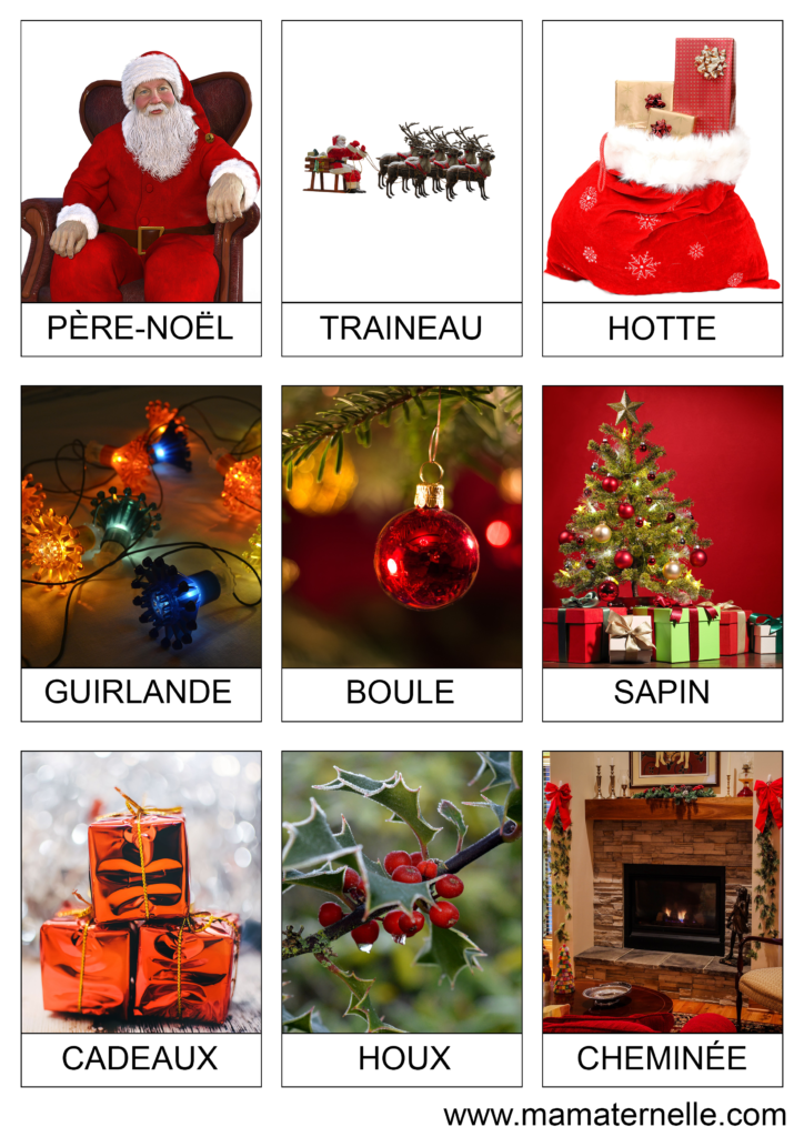 Activités - Cartes de nomenclature : Noël