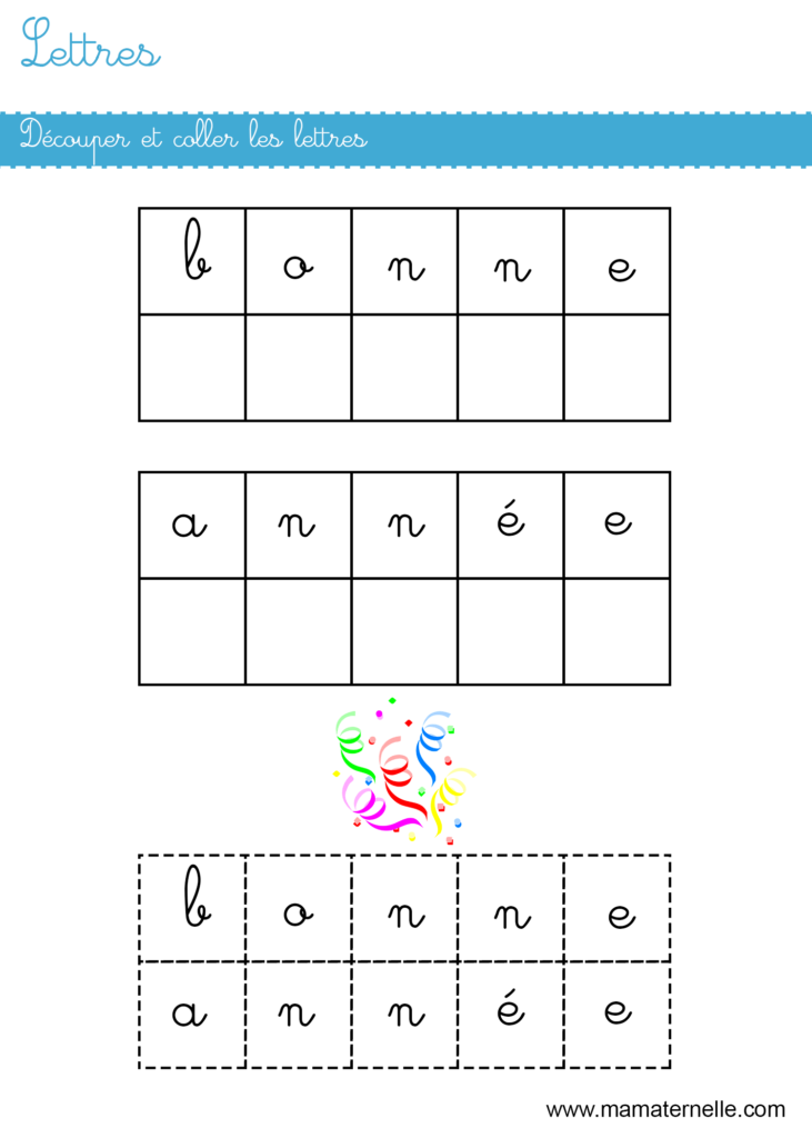 Grande section - Lettres : découper et coller les lettres