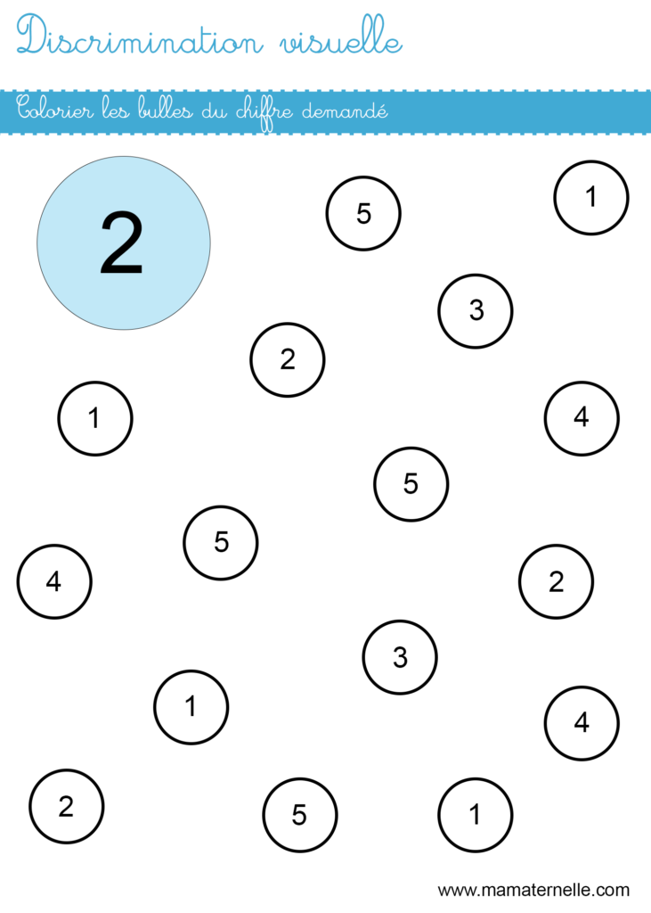 Moyenne section - Discrimination visuelle : colorier les bulles