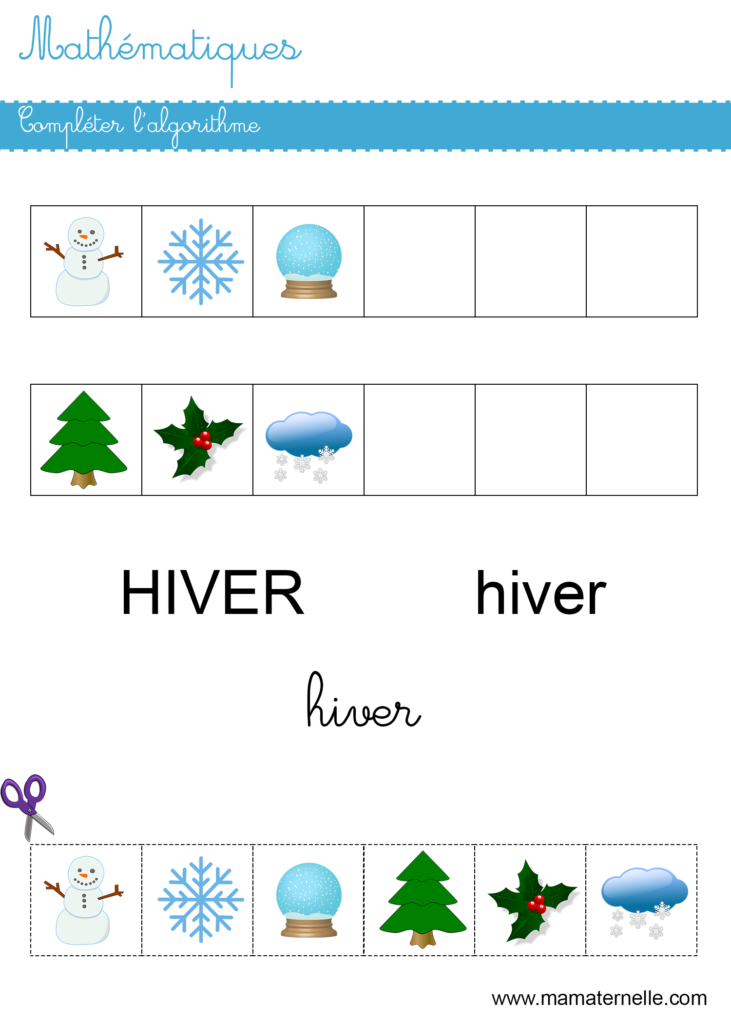 Grande section - Mathématiques : compléter l’algorithme