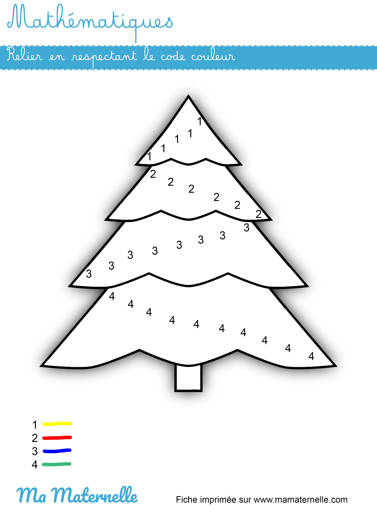 Mathématiques relier en respectant le code couleur Ma Maternelle