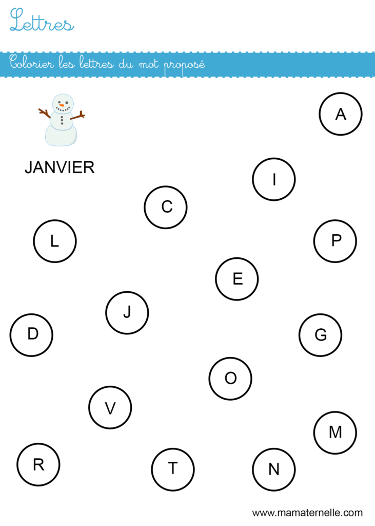 Petite section - Lettres : colorier les lettres