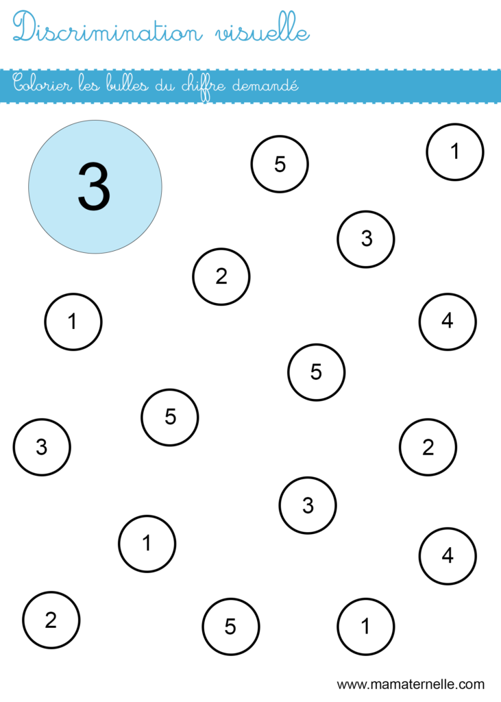 Moyenne section - Discrimination visuelle : colorier les bulles