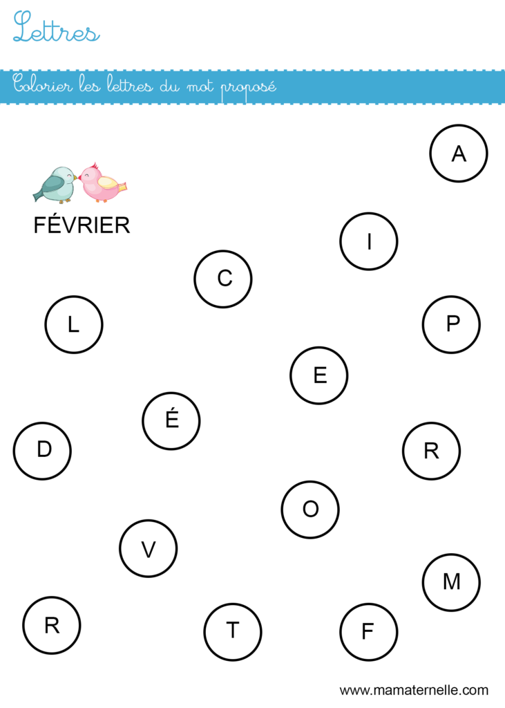 Petite section - Lettres : colorier les lettres
