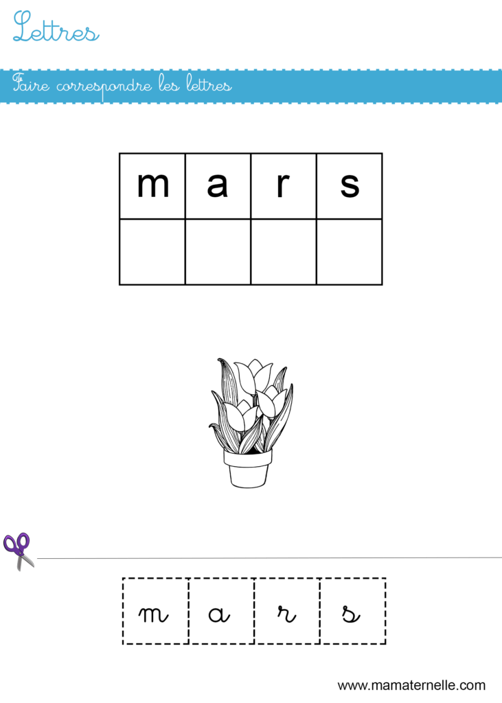 Grande section - Lettres : faire correspondre les lettres