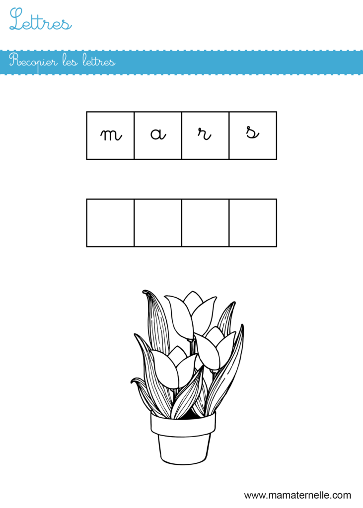 Grande section - Lettres : recopier les lettres