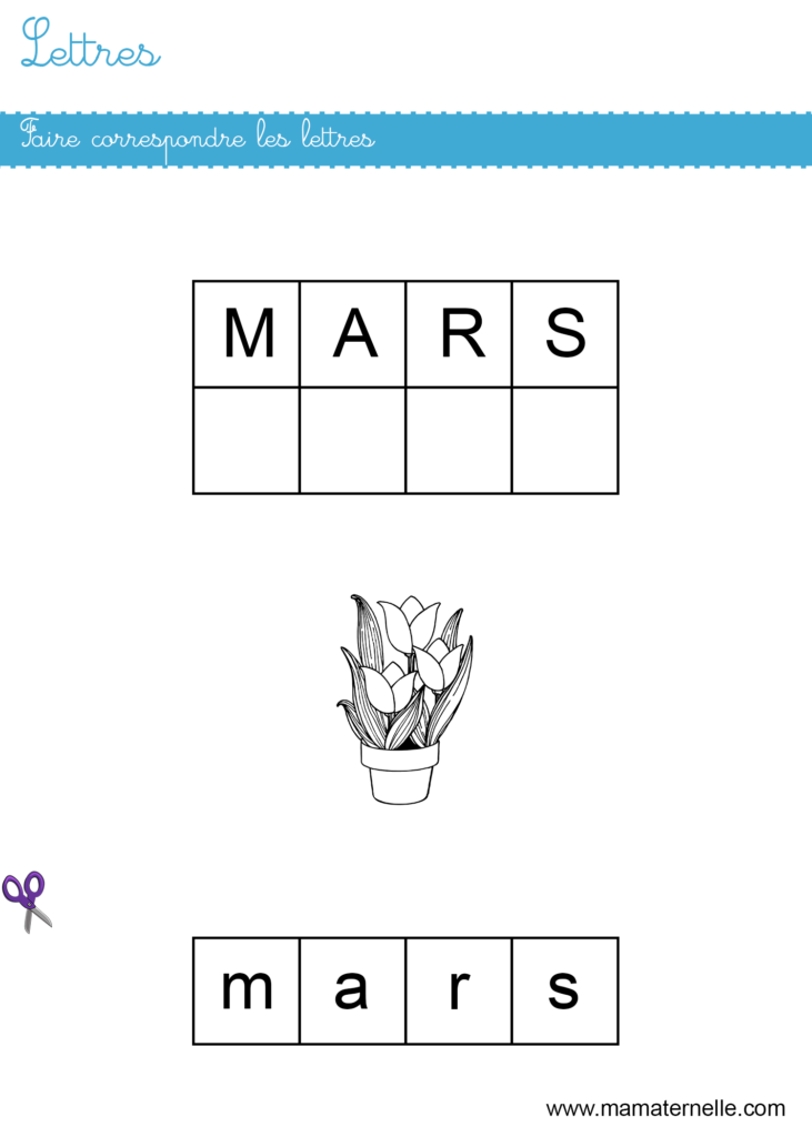 Grande section - Lettres : faire correspondre les lettres