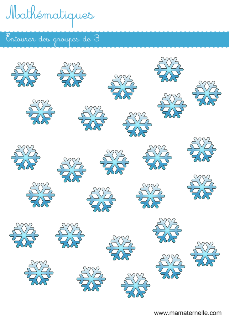 Moyenne section - Mathématiques : entourer des groupes de 3